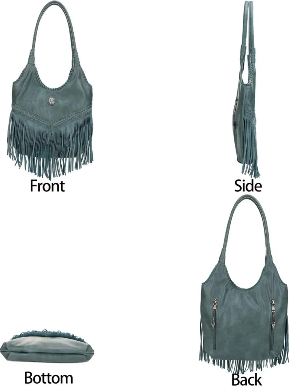 Suede Fringe Hobo Bag - Women's Top Handle Tote & Shoulder Bag, Stylish